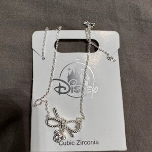 Disney Silver Bow Pendant Necklace